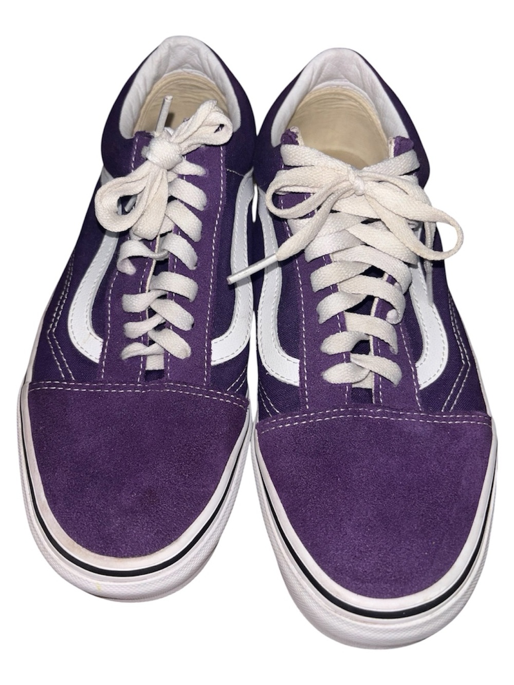 Vans Purple Suede Low-Top Skate Sneakers with White Stripe